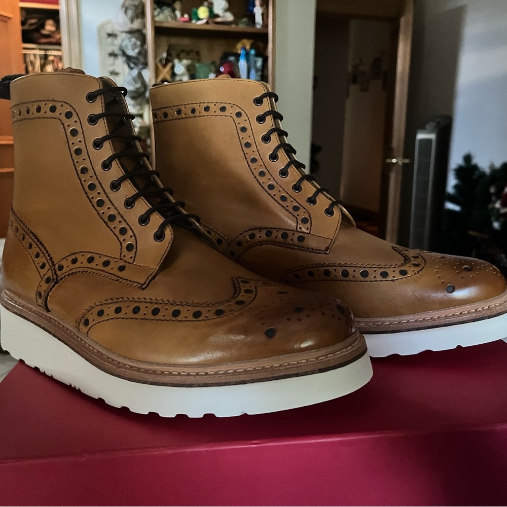 Grenson Fred Tan Leather Boots Custom From London. Size US 10 Retail $565.00